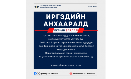 КОНСУЛЫН ҮЙЛЧИЛГЭЭ ҮЗҮҮЛЭХГҮЙ ТУХАЙ
